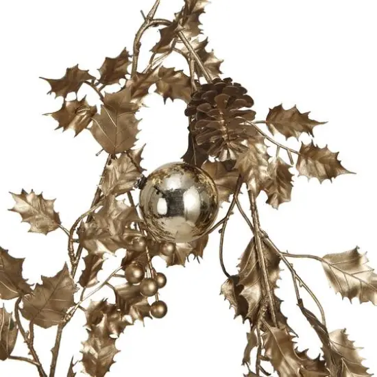Hello Honey&reg; 5.5ft. Gold Faux Holly Garland with Pinecones & Ornaments {4}