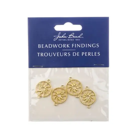 John Bead Beadwork Findings Gold Circle with Sun Pendants {4}