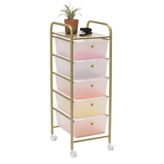 Honey Can Do Gold 5-Drawer Rolling Storage Cart {11}