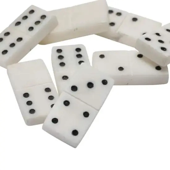 Hello Honey&reg; 9" Black and White Handmade Alabaster Dominos in Soapstone Tray {6}