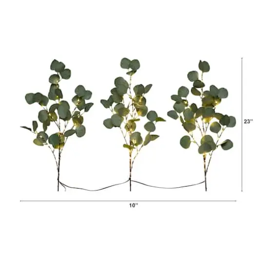 23" Pre-Lit Eucalyptus Branch Stem Set {5}