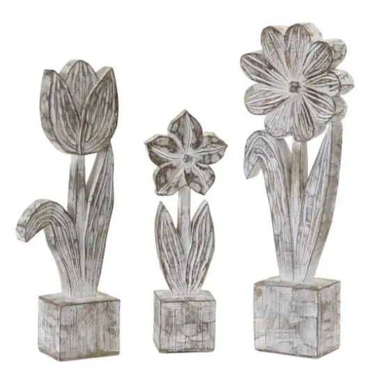 Resin Floral Tabletop Accent Set, 10.5", 12.75" & 14.25" {1}