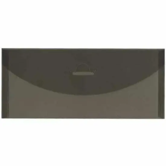 JAM Paper 4.25" x 9.75" Flap and Tuck #10 Plastic Envelopes, 24ct. Smoke Gray {1}
