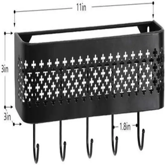 NEX™ Black Wall Mount Mail Sorter & 5 Hook Key Organizer, 2ct. {3}