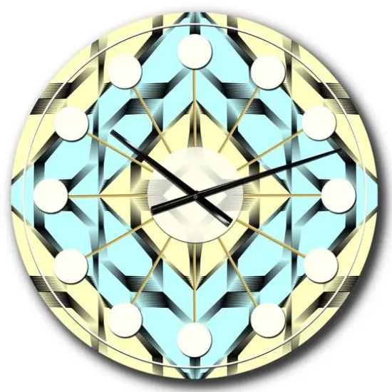 Designart Black & White Fashion Ornament Mid-Century Modern Wall Clock {1}