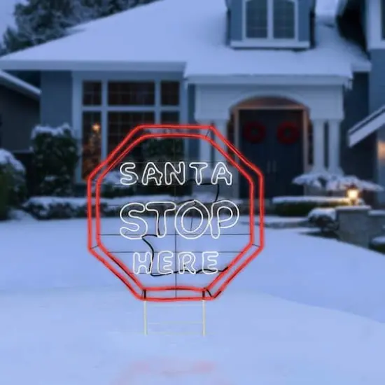 44'' Santa Stop Here LED Light Strip Sign {3}