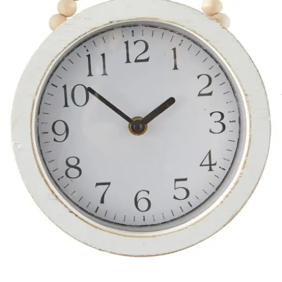 10" Traditional White Wood Wall Clock with Rope Strap Set {4}