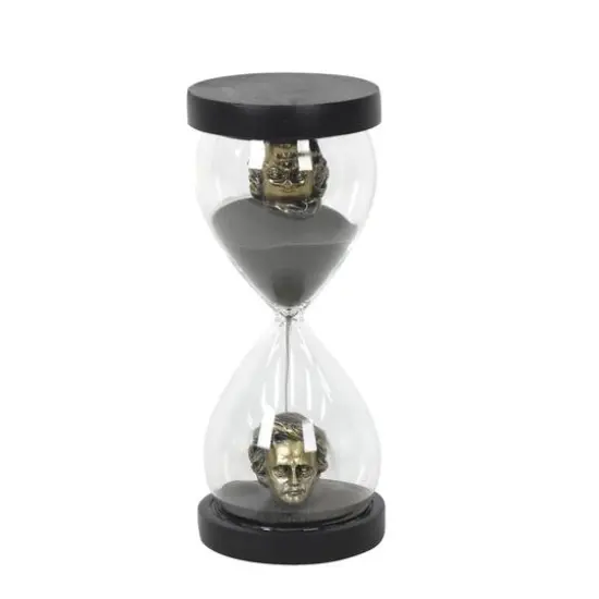 8.25" Black & Gold Poe's Head Hourglass Tabletop D&eacute;cor by Ashland&reg; {1}
