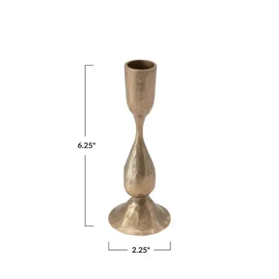 Hello Honey® 6.5" Antique Brass Hand-Forged Metal Taper Holder {6}