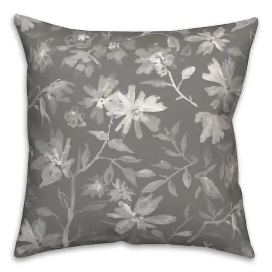 Delicate Floral Print Throw Pillow Gray {1}