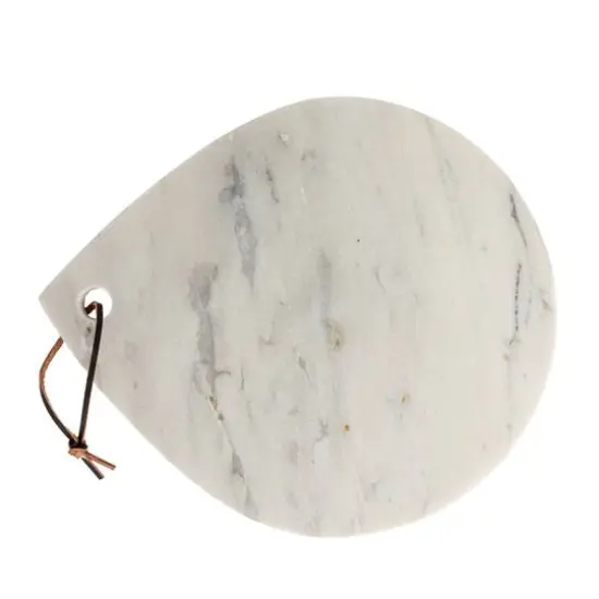 Hello Honey&reg; 14" White M&eacute;lange Marble Board with Handle {12}