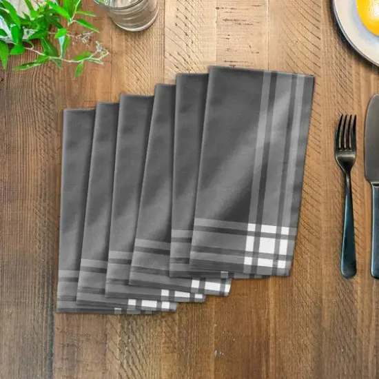 Gray and White Simple Stripes 10" x 10" Cotton Twill Napkin {4}