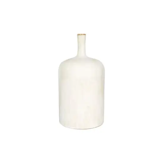 Hello Honey® 9.5" Cream Stoneware Vase with Green Undertones & Reactive Glaze Finish {1}