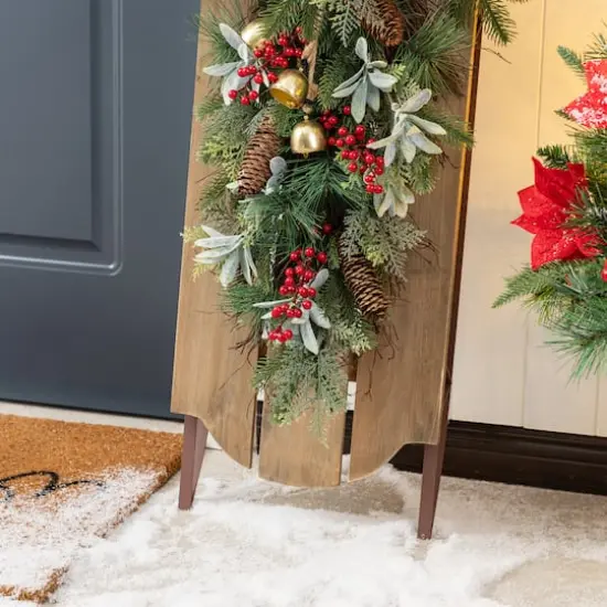 Glitzhome&reg; 34.25"&nbsp;Wooden Natural Christmas Sleigh Porch Decor {7}