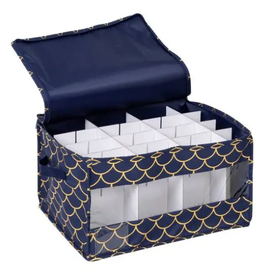 Honey Can Do Golden Scallop Print Stemware Storage Box Set {5}