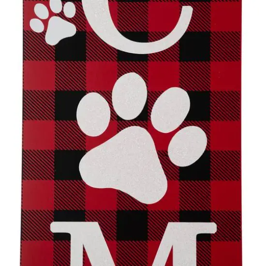 Glitzhome&reg; 42" Plaid Pet "WELCOME" Wooden Porch Sign {7}