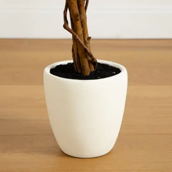 5ft. Artificial Fall Double Trunk Maple Autumn Tree in Decorative White Planter {6}
