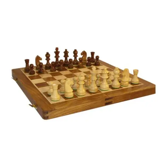 14" Sheesham & Maple Folding Chess Set {3}