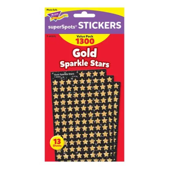 Trend Enterprises® superShapes Gold Sparkle Stars, 3 Packs of 1,300 {3}
