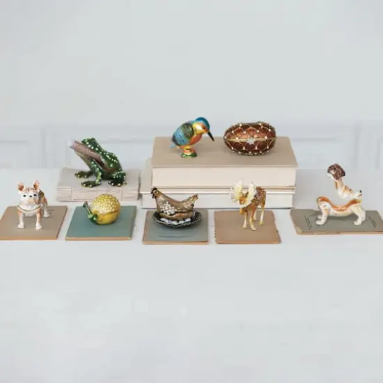 Hello Honey&reg; 3.5" Amber Jeweled Egg Trinket Box {4}