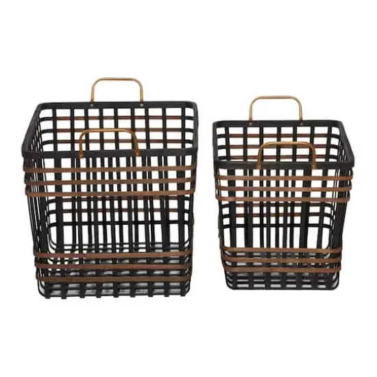 Black Seagrass Farmhouse Storage Basket Set {3}