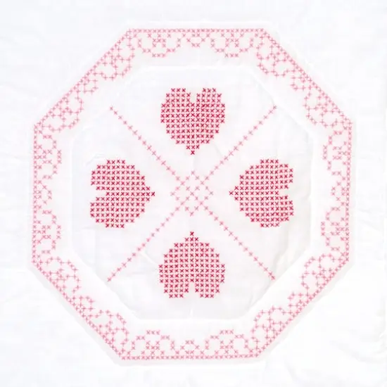 Jack Dempsey Stamped for Cross Stitch Hearts & Lace Quilt Blocks {1}