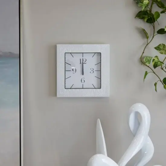 White Metal Modern Vintage Wall Clock, 12" x 3" x 12" {7}
