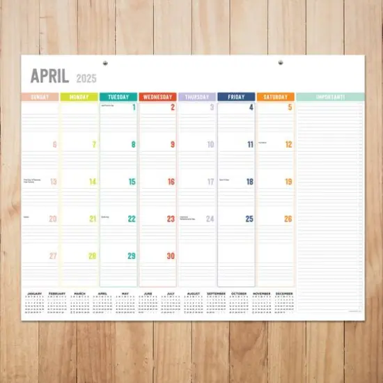 TF Publishing Large 2025 Rainbow Blocks Monthly Blotter Desk Pad Calendar {4}