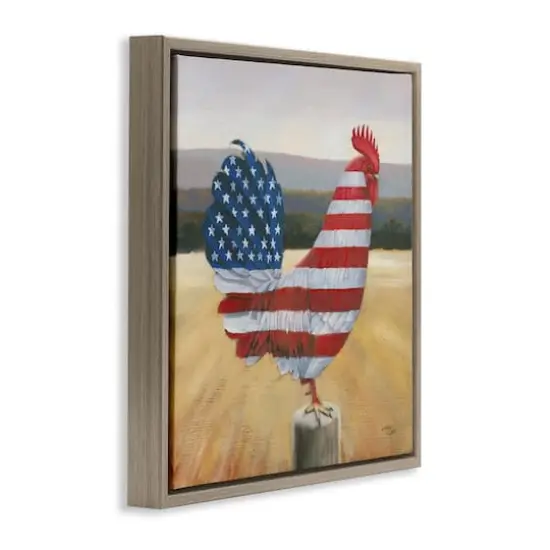 Stupell Industries American Flag Rooster Floater Framed Art Brown {4}