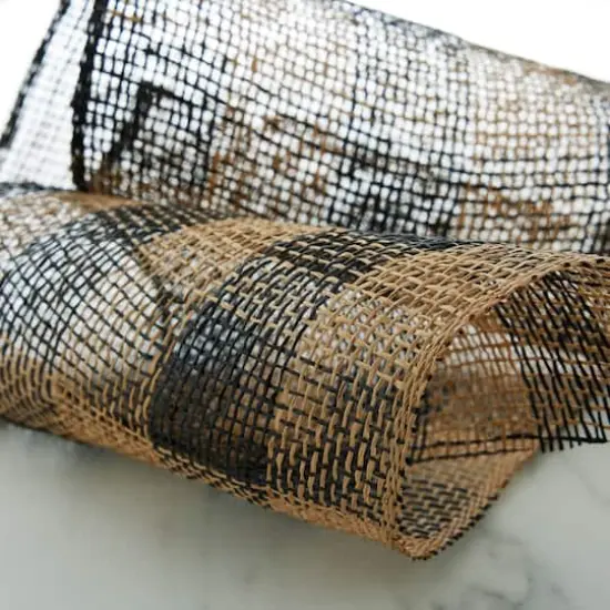 10" x 19ft. Black & Natural Plaid Poly Burlap Mesh by Celebrate It&trade; {3}