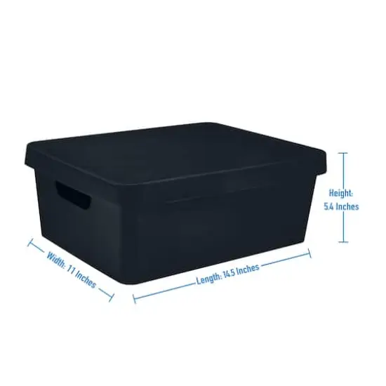 Simplify 14.5" Vinto Storage Box with Lid Charcoal {5}