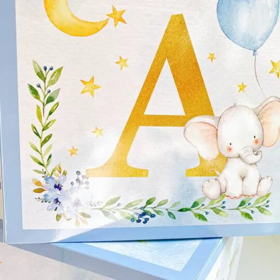Kate Aspen&reg; Blue Elephant Baby Shower Block Box Set {6}