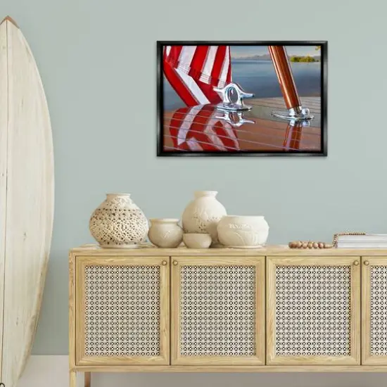 Stupell Industries Flag On Boat Hull Floater Framed Art Black {3}