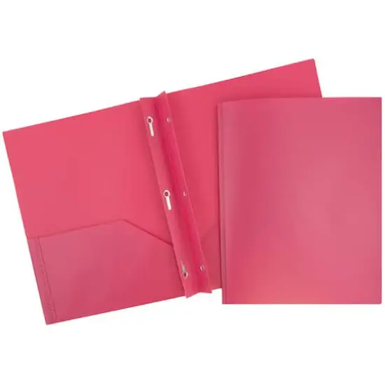 JAM Paper 9.5" x 11" Plastic 2 Pocket School POP Folders with Clasps, 6ct. Fuchsia Hot Pink {1}