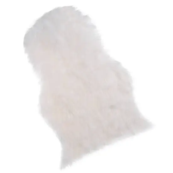 Hastings Home Faux Sheepskin Fur Rug, 2ft. x 3ft. White {1}