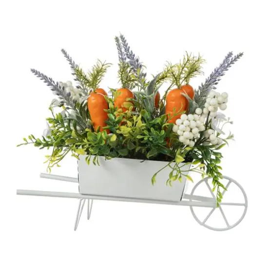 Glitzhome&reg; 12.5" Easter Carrot Metal Wagon Centerpiece {8}