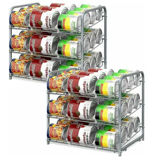 NEX&trade; 3-Tier Stackable Soda Can Rack Organizer, 2 Pack Silver {6}