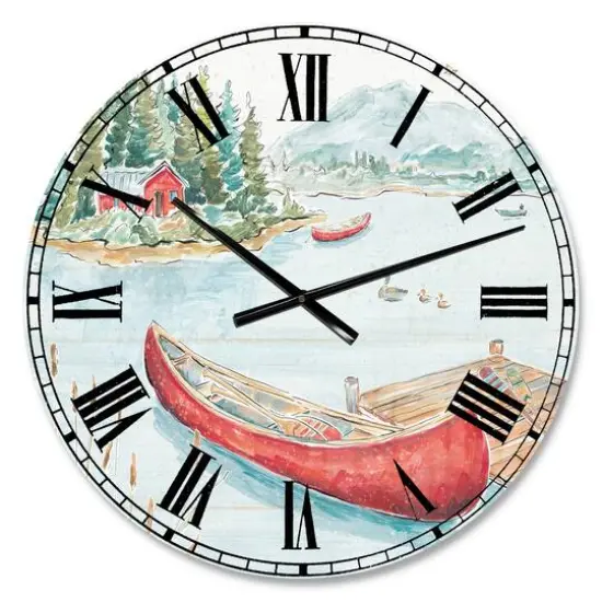 Designart 'Lake House Canoes Ii Lake House Wall Clock {1}