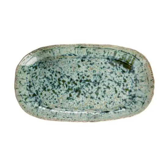 Hello Honey&reg; 14.75" Green Stoneware Platters with Reactive Crackle Glaze, 6ct. {6}