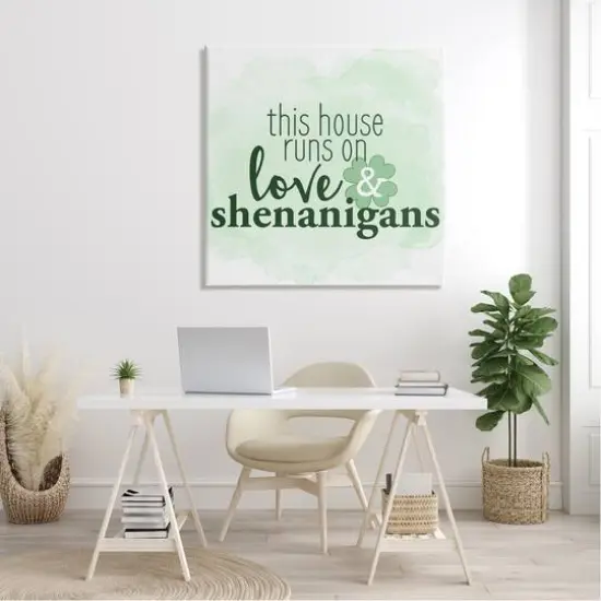 Stupell Industries Love & Shenanigans Family Shamrock Phrase Canvas Wall Art {3}