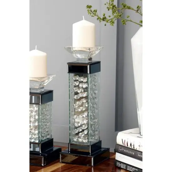 15'' Gray Glass Glam Candlestick Holder {7}