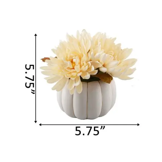 Flora Bunda&reg; 6" Ceramic Pumpkin Mums D&eacute;cor {4}