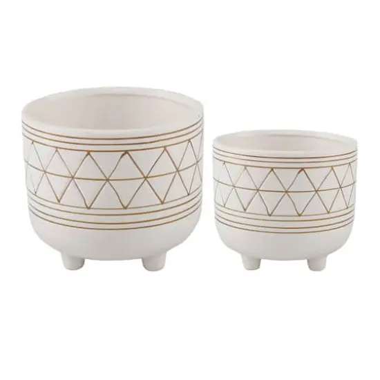 Flora Bunda 6" & 5" Geo Ceramic Pot With Legs Set {1}