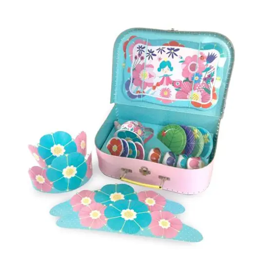 Bright Stripes Flower Fairy Tin Tea Set {5}