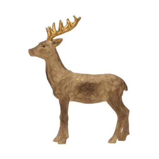 Hello Honey® 10.5" Brown Decorative Standing Deer with Gold Accents {1}