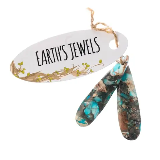 John Bead Earth&rsquo;s Jewels Imperial Jasper Teardrop Pendant Slices, 2ct. Turquoise {1}