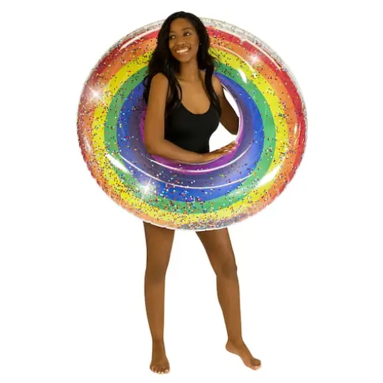 PoolCandy Classic Rainbow Glitter Jumbo Pool Tube {3}