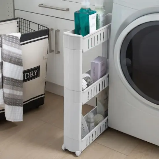 Simplify 3-Tier Slim Slide-Out Storage Cart White {3}