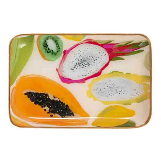 Hello Honey&reg; Fruit & Abstract Striped Enameled Metal Tray Set {6}