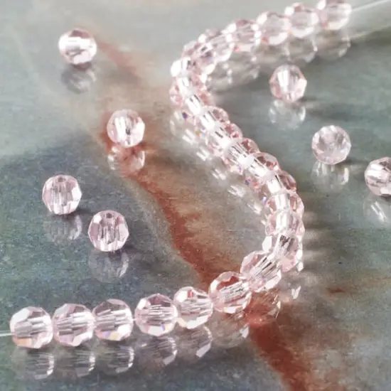 Preciosa Glass Crystal Round Beads, 4mm by Bead Landing&trade; Light Rose {3}